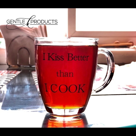 I Kiss Better Than I Cook glass mug (set of 2) - Picture 2 of 3